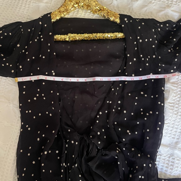 ALL SAINTS Gracie Nala Wrap Dress, Black with Embroidered Stars - Picture 7 of 8